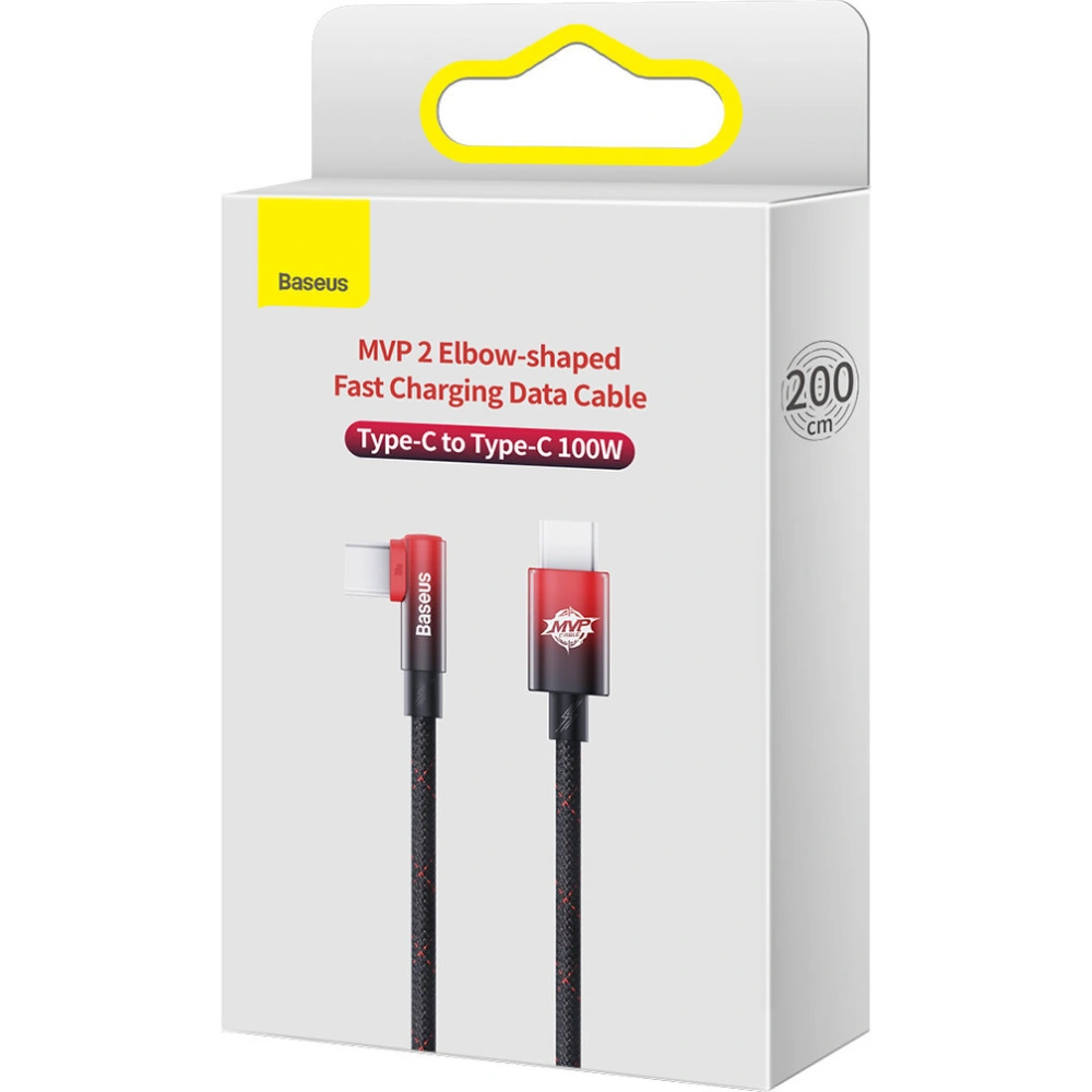 Kabel kątowy Baseus MVP Elbow USB-C - USB-C PD 100W 2m 5A czerwony