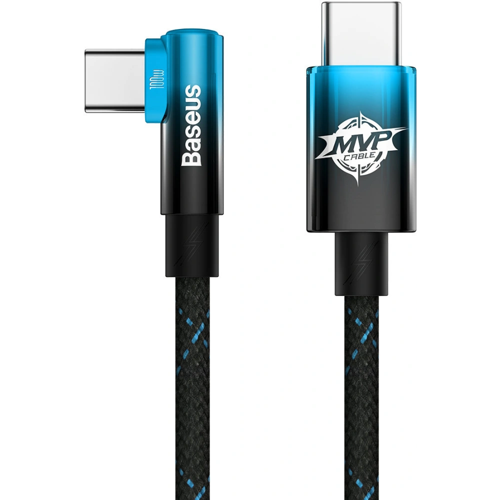 Kabel kątowy Baseus MVP Elbow USB-C - USB-C PD 100W 2m 5A niebieski