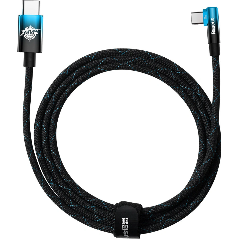 Kabel kątowy Baseus MVP Elbow USB-C - USB-C PD 100W 2m 5A niebieski