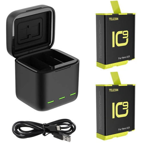 Kup Încărcător trichannel box Telesin pentru GoPro Hero 9 / Hero 10 + 2 acumulatori (GP-BNC-901-B) - TLS090 - {ean13} - Sklep Home Screen