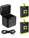 Încărcător trichannel box Telesin pentru GoPro Hero 9 / Hero 10 + 2 acumulatori (GP-BNC-901-B)