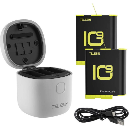 Kup Vodotěsná tříkanálová nabíječka Allin box Telesin pro GoPro Hero 9 / Hero 10 + 2 akumulátory (GP-BTR-905-GY-B) - TLS091 - {ean13} - Sklep Home Screen