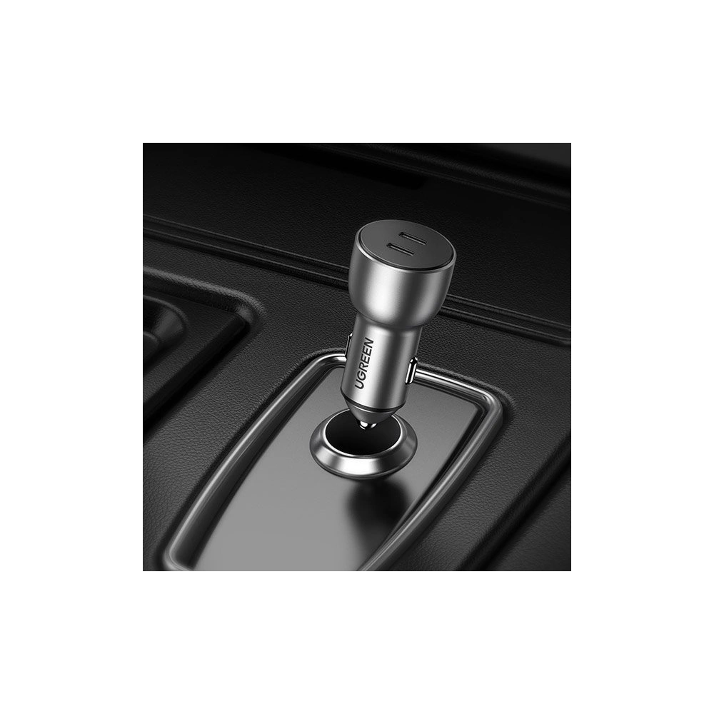 Ładowarka samochodowa UGREEN CD213 2x USB-C QC3.0 PD 3.0 36W FCP AFC 3A szary