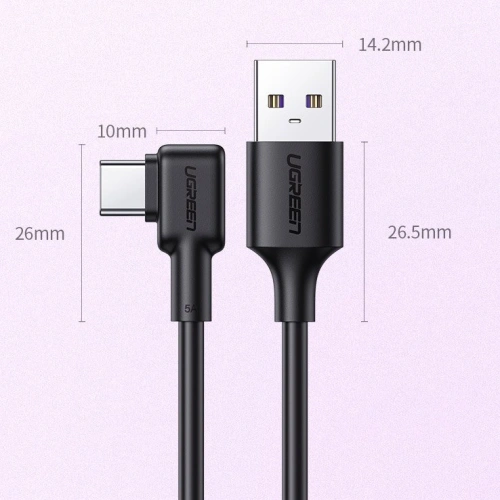 Kup Úhlový kabel UGREEN US307 USB-A - USB-C QC 3.0 SCP FCP 5A 2m černý - UGR1332BLK - {ean13} - Sklep Home Screen