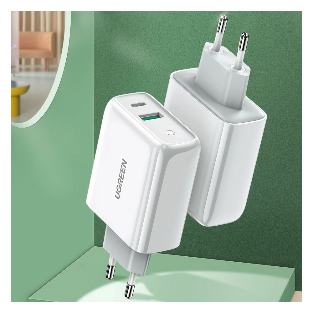 Ładowarka sieciowa UGREEN CD170 USB-A/USB-C 36W QC 4.0 PD biały