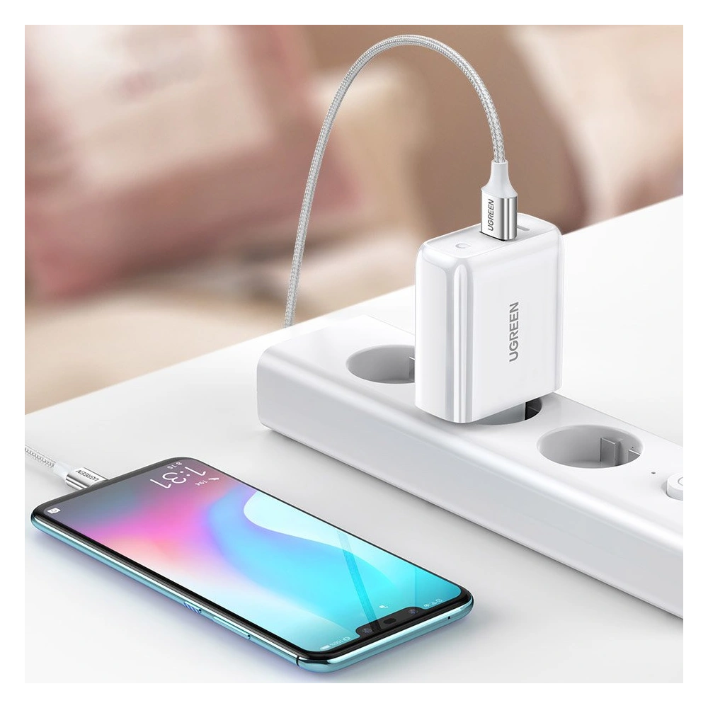 Ładowarka sieciowa UGREEN CD170 USB-A/USB-C 36W QC 4.0 PD biały