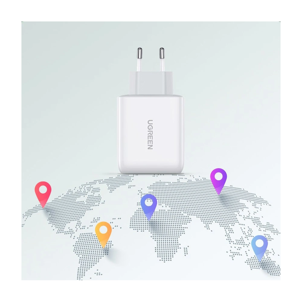 Ładowarka sieciowa UGREEN CD170 USB-A/USB-C 36W QC 4.0 PD biały