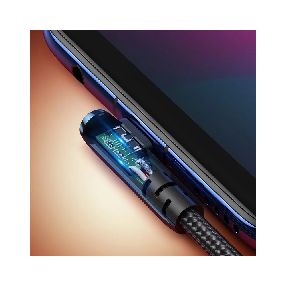 Kątowy kabel UGREEN US313 USB-A - USB-C QC 3.0 SCP FCP 5A 0,5m czarny