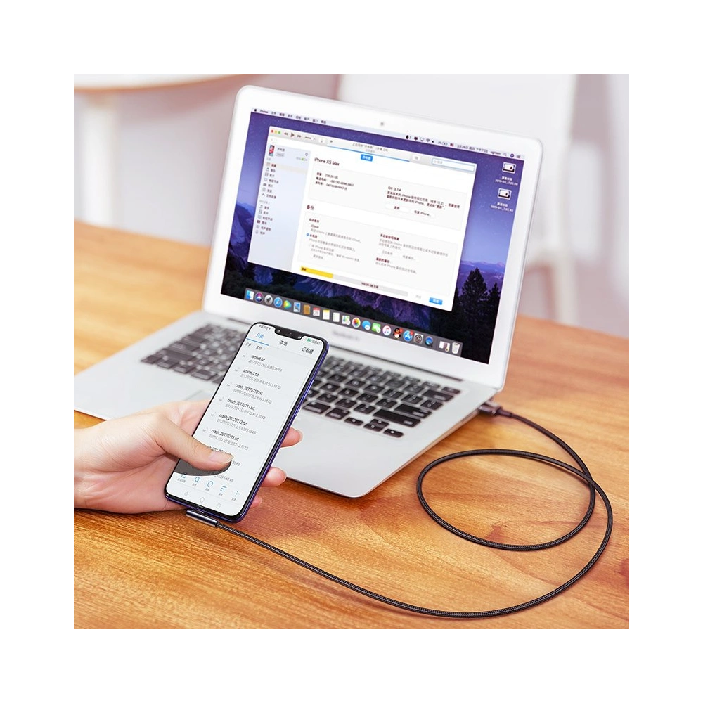 Kątowy kabel UGREEN US313 USB-A - USB-C QC 3.0 SCP FCP 5A 0,5m czarny