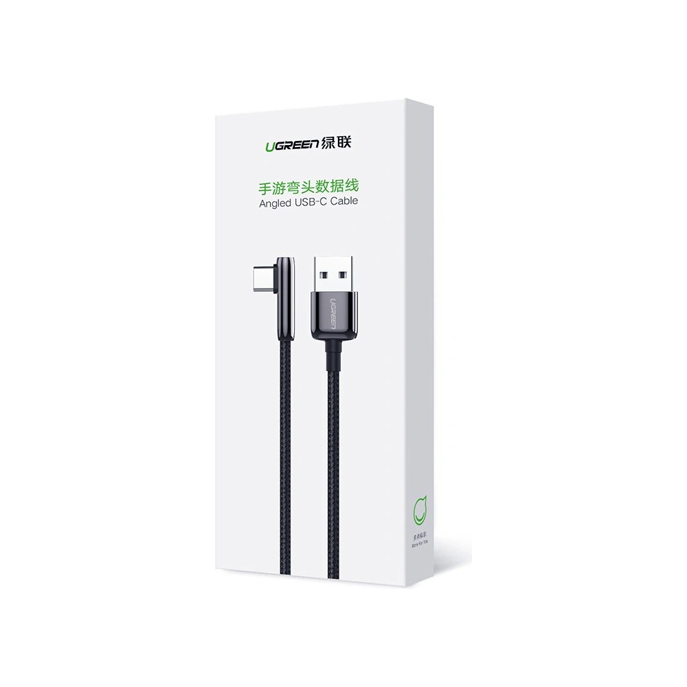 Kątowy kabel UGREEN US313 USB-A - USB-C QC 3.0 SCP FCP 5A 0,5m czarny