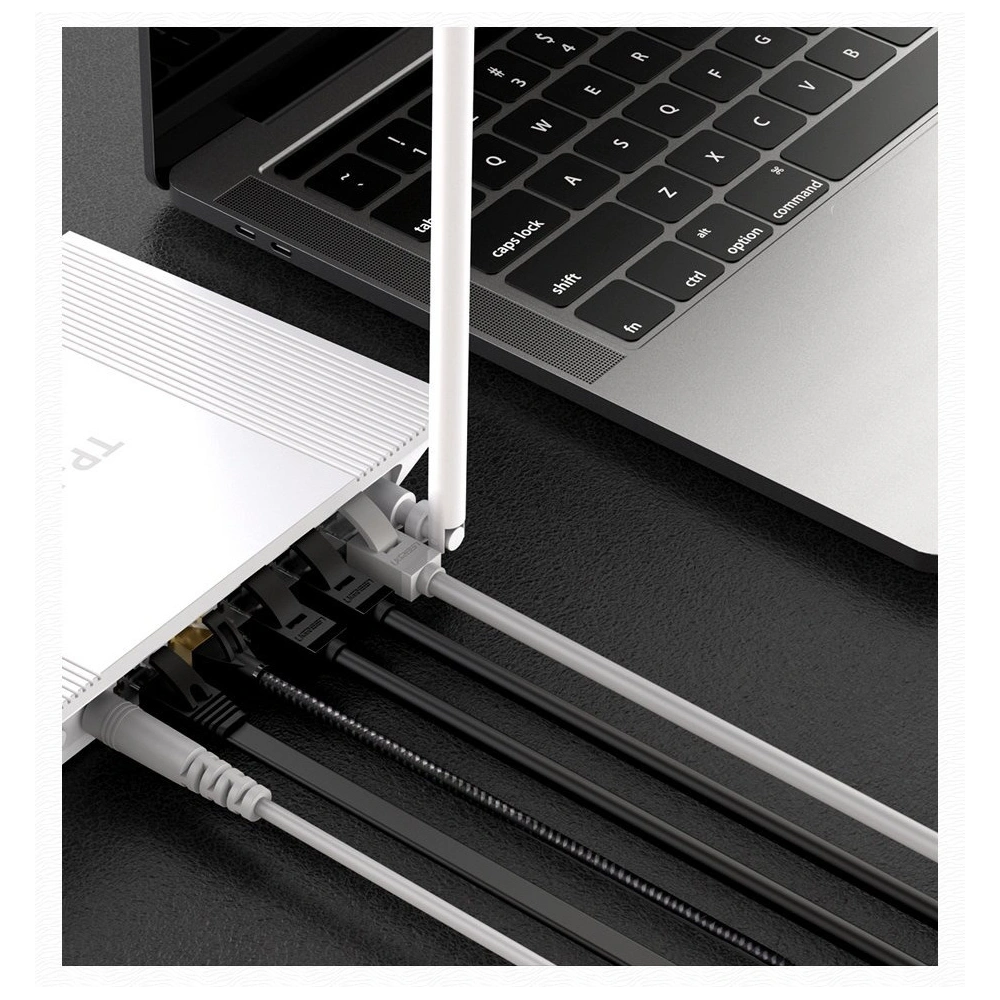 Kabel sieciowy UGREEN NW102 Ethernet  patchcord RJ45 Cat 6 UTP 1000Mbps 5m biały