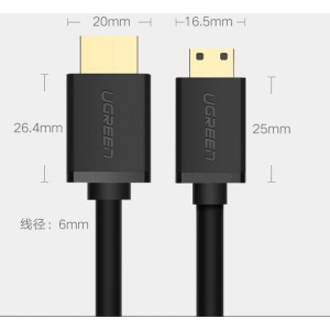 Kabel UGREEN HD108 HDMI (męski) - mini HDMI (męski) 3D Ethernet ARC 1m czarny