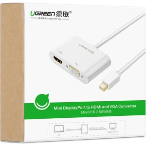 Adapter UGREEN MD108 HDMI / VGA - mini DisplayPort 4K@30Hz FullHD 1080p biały