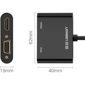 Adapter UGREEN MD108 HDMI / VGA - mini DisplayPort 4K@30Hz FullHD 1080p biały