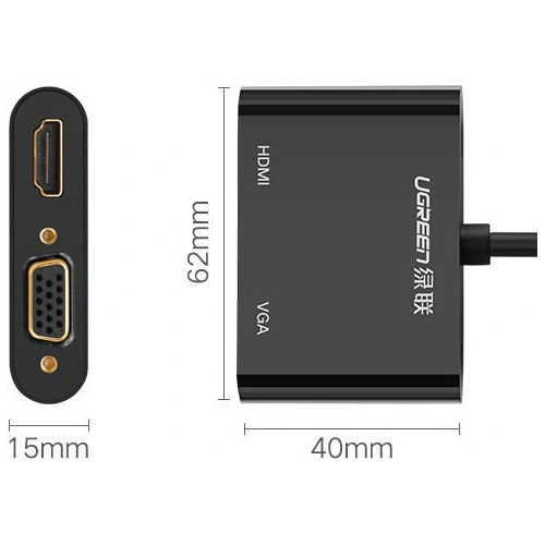 Kup Adaptér UGREEN MD108 HDMI / VGA - mini DisplayPort 4K@30 Hz Full HD 1080p černý - UGR1345BLK - {ean13} - Sklep Home Screen