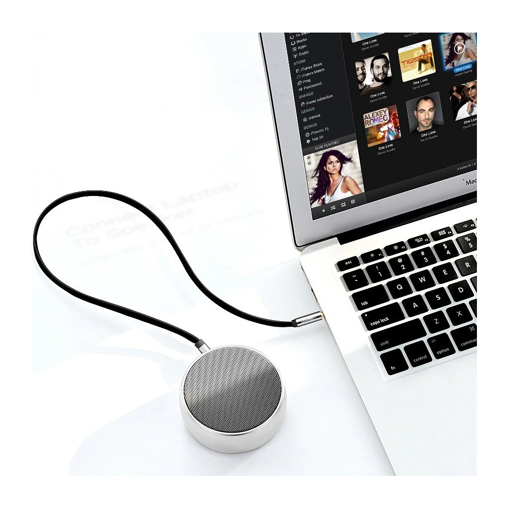 Kątowy płaski kabel UGREEN AV119 audio AUX 3,5mm mini jack 0,5m czarny