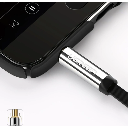 Kup UGREEN AV119 szögletes lapos kábel audio AUX 3,5mm mini jack 0,5m fekete - UGR1347BLK - {ean13} - Sklep Home Screen