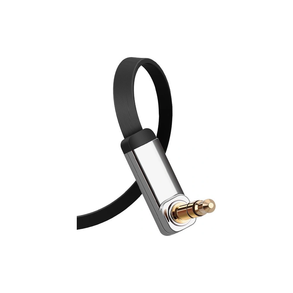 Kątowy płaski kabel UGREEN AV119 audio AUX 3,5mm mini jack 0,5m czarny