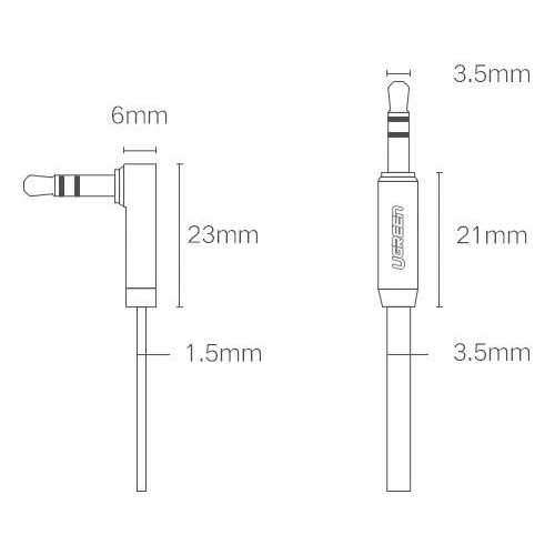Kup Kątowy płaski kabel UGREEN AV119 audio AUX 3,5mm mini jack 0,5m czarny - UGR1347BLK - {ean13} - Sklep Home Screen