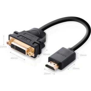 Kabel UGREEN DVI 24+5 pin (żeński) - HDMI (męski) 22cm czarny