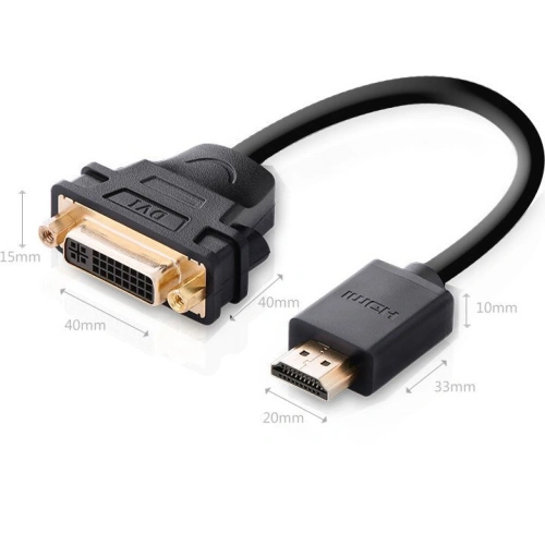 Kup UGREEN DVI 24+5 tűs (női) - HDMI (férfi) kábel 22cm fekete - UGR1350BLK - {ean13} - Sklep Home Screen
