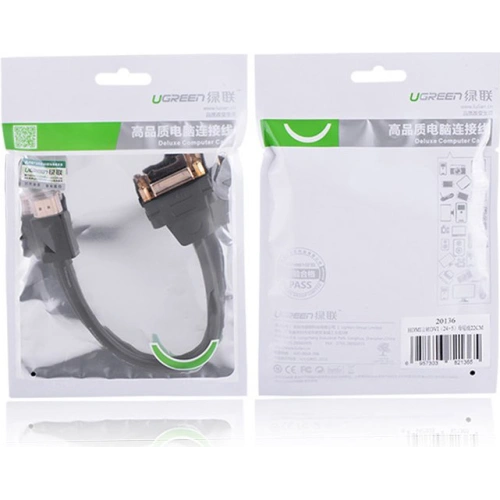 Kup UGREEN DVI 24+5 tűs (női) - HDMI (férfi) kábel 22cm fekete - UGR1350BLK - {ean13} - Sklep Home Screen