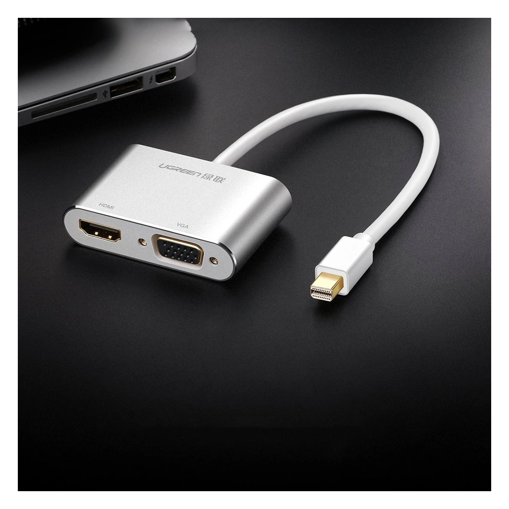 Adapter UGREEN MD115 HDMI / VGA - mini DisplayPort FullHD 1080p srebrny