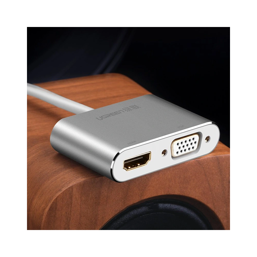 Adapter UGREEN MD115 HDMI / VGA - mini DisplayPort FullHD 1080p srebrny