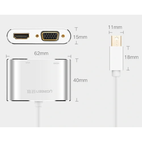 Kup Adaptor UGREEN MD115 HDMI / VGA - mini DisplayPort FullHD 1080p negru - UGR1353BLK - {ean13} - Sklep Home Screen