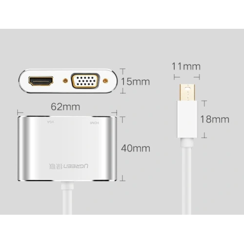 Kup UGREEN MD115 HDMI / VGA Adapter - mini DisplayPort FullHD 1080p schwarz - UGR1353BLK - {ean13} - Sklep Home Screen