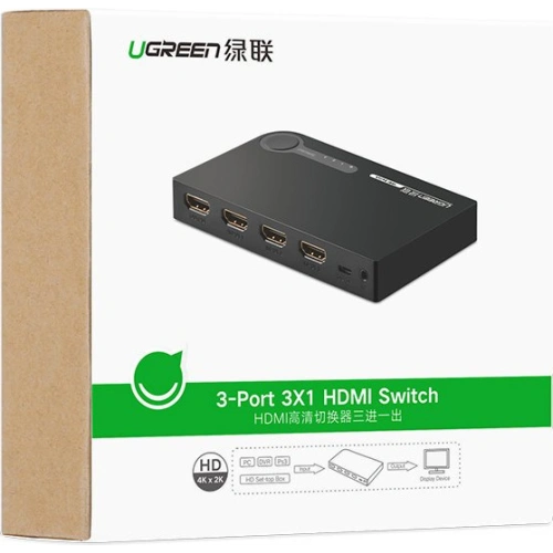 Kup UGREEN HDMI elosztó - 3x HDMI 3D 4K 7,5Gbps 36bit csatornán fekete - UGR1355BLK - {ean13} - Sklep Home Screen