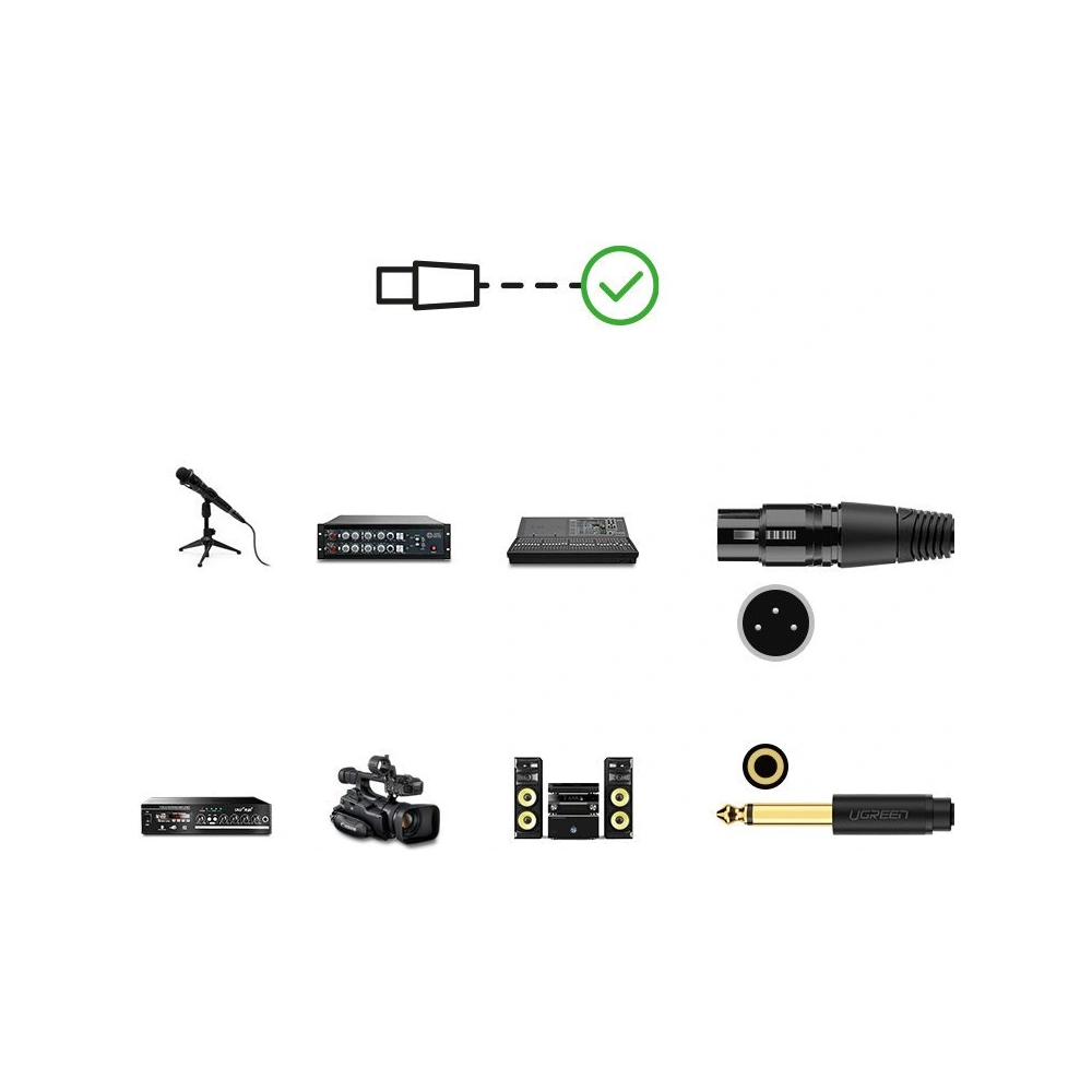 Kabel UGREEN AV131 XLR (żeński) - 6,35mm jack (męski) 5 m