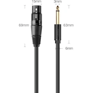 Kabel UGREEN AV131 XLR (żeński) - 6,35mm jack (męski) 5 m