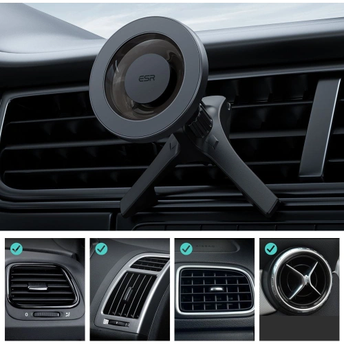Kup Uchwyt samochodowy ESR Halolock Magnetic MagSafe Vent Car Mount Metallic Grey - ESR500GRY - {ean13} - Sklep Home Screen