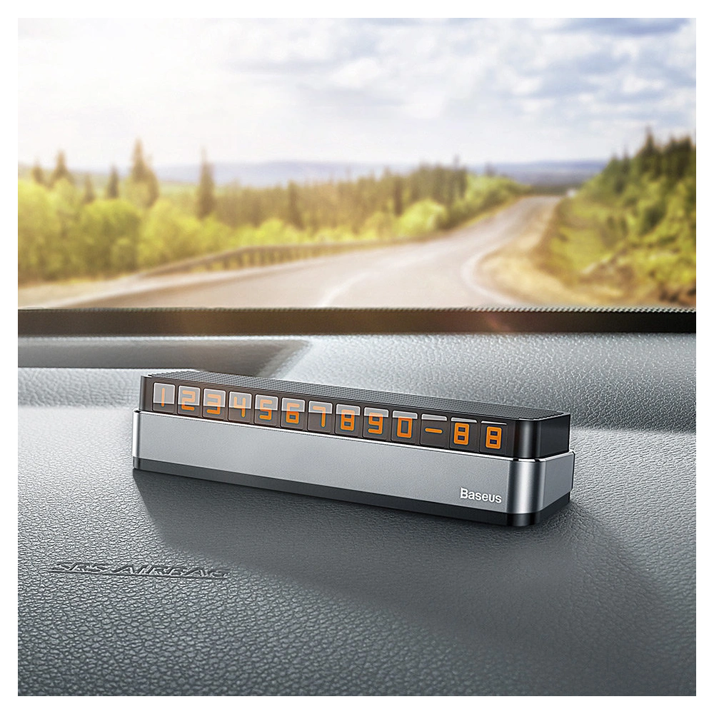 Parkingowa tabliczka z numerem telefonu Baseus Moonlight Box Series szary