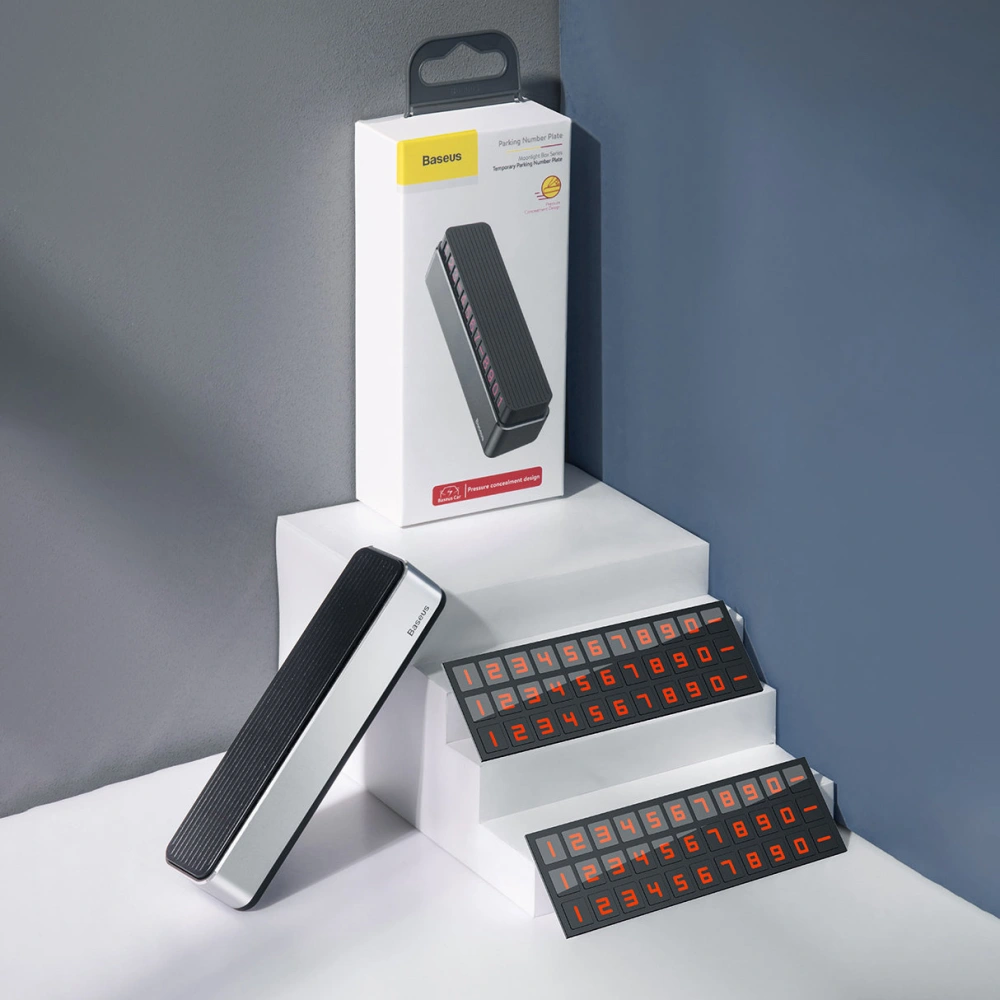 Parkingowa tabliczka z numerem telefonu Baseus Moonlight Box Series szary
