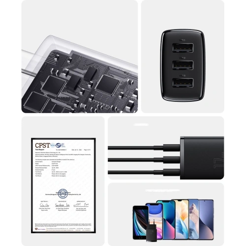 Kup Netzladegerät Baseus Compact 3x USB-A 17W schwarz - BSU3467BLK - {ean13} - Sklep Home Screen