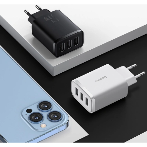 Kup Încărcător de rețea Baseus Compact 3x USB-A 17W negru - BSU3467BLK - {ean13} - Sklep Home Screen