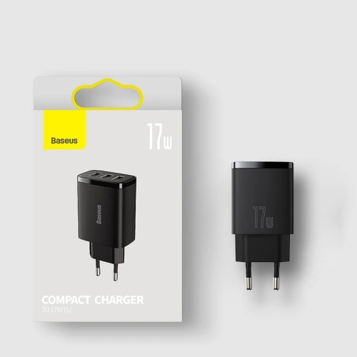 Kup Netzladegerät Baseus Compact 3x USB-A 17W schwarz - BSU3467BLK - {ean13} - Sklep Home Screen
