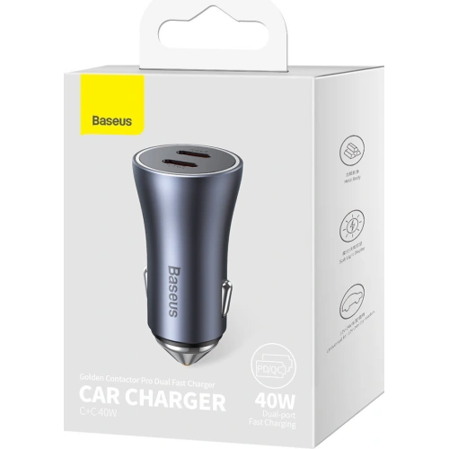 Kup Autoladegerät Baseus Golden Contactor Pro 2x USB-C 40W grau - BSU3469GRY - {ean13} - Sklep Home Screen