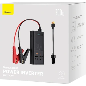 Przetwornica samochodowa Baseus IGBT 300W 220V (wtyczka CN/EU) czarny