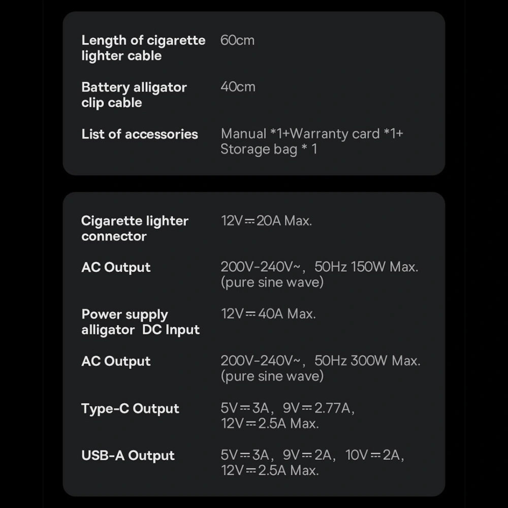 Przetwornica samochodowa Baseus IGBT 300W 220V (wtyczka CN/EU) czarny