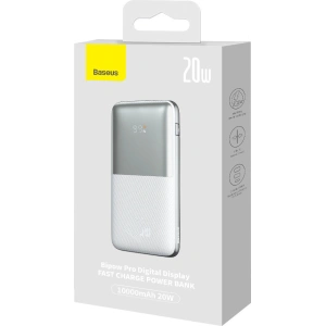 Powerbank Baseus Bipow Pro 10000mAh 20W 2x USB-A + USB-C + kabel USB-C 3A 0.3m biały