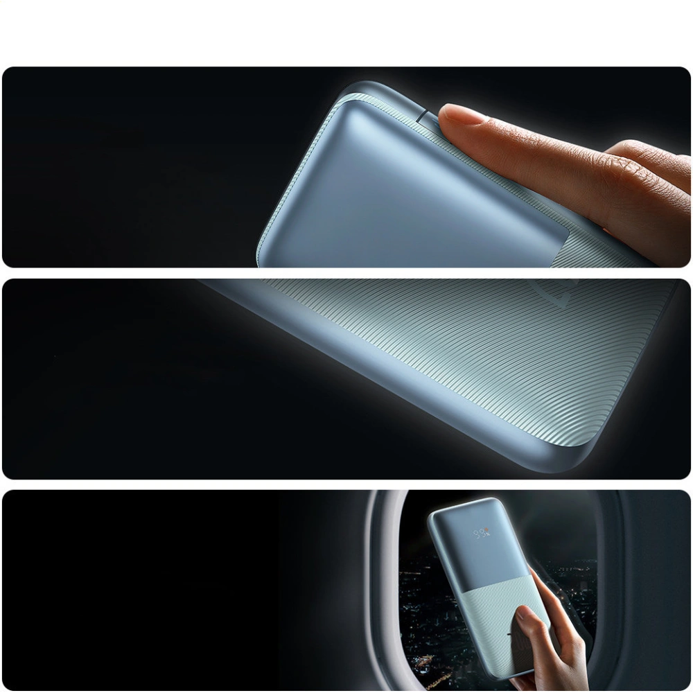 Powerbank Baseus Bipow Pro 10000mAh 20W 2x USB-A + USB-C + kabel USB-C 3A 0.3m niebieski