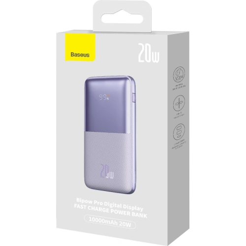 Kup Powerbank Baseus Bipow Pro 10000mAh 20W 2x USB-A + USB-C + kabel USB-C 3A 0.3m fialový - BSU3475PRP - {ean13} - Sklep Home Screen