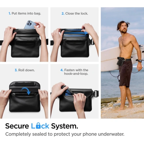Kup Case + wasserdichte Tasche Spigen A621 Universal Waterproof Case & Waist Bag Schwarz - SPN2279BLK - {ean13} - Sklep Home Screen