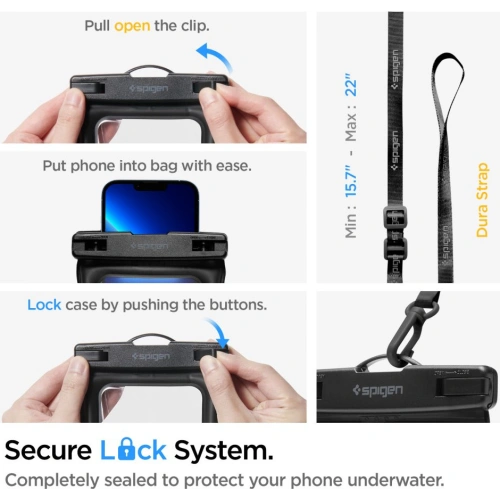 Kup Etui + saszetka wodoszczelna Spigen A621 Universal Waterproof Case & Waist Bag Black - SPN2279BLK - {ean13} - Sklep Home Screen