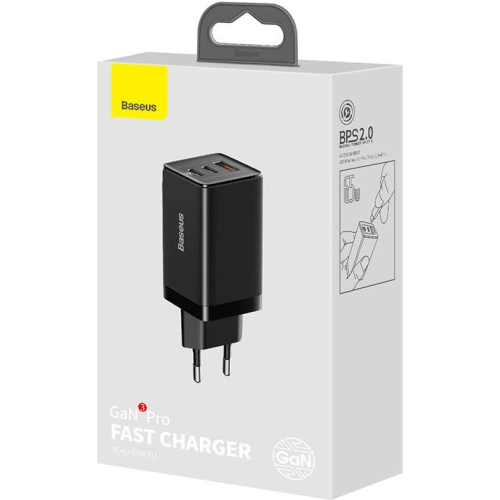 Kup Încărcătorul de rețea Baseus GaN3 Pro 2xUSB-C + USB-A 65W (negru) - BSU3480BLK - {ean13} - Sklep Home Screen