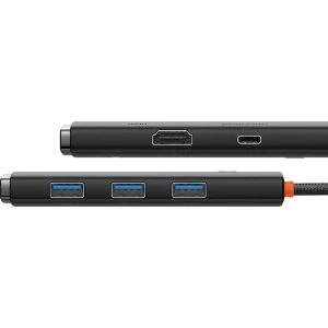 Hub 5w1 Baseus Lite Series USB-C - 3x USB 3.0 + USB-C + HDMI (fekete)