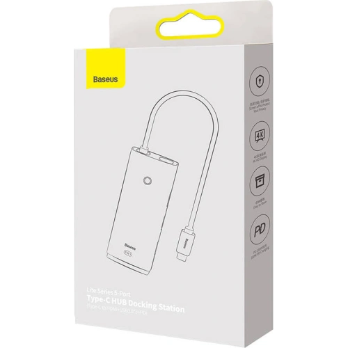 Kup Hub 5w1 Baseus Lite Series USB-C - 3x USB 3.0 + USB-C + HDMI (negru) - BSU3481BLK - {ean13} - Sklep Home Screen